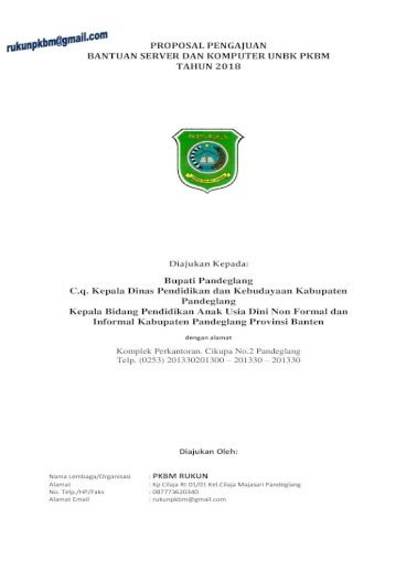 Proposal Pengajuan Bantuan Server Dan Proposal Pengajuan Bantuan Server Dan Komputer Unbk Pkbm Tahun Pdf Document