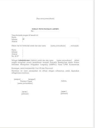 1 Surat Penunjukan Admin Pdf Document