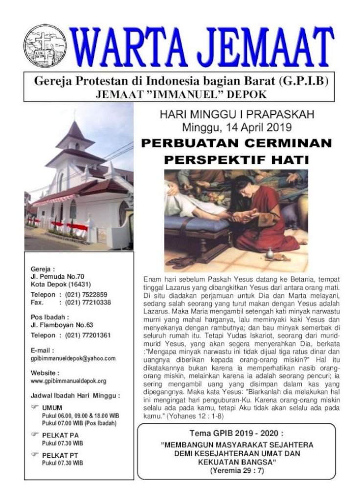 Gereja Protestan Di Indonesia Bagian Barat G P I B Hari Sebelum Paskah Yesus Datang Ke Betania Pdf Document